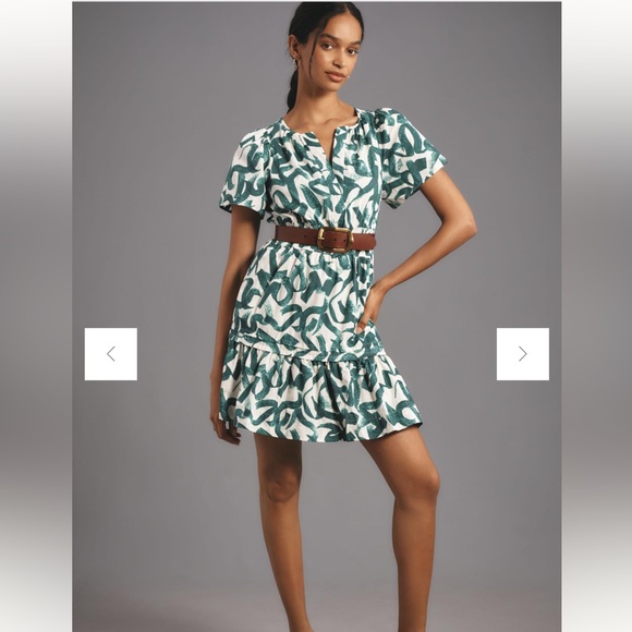 Anthropologie Dresses & Skirts - Anthropologie The Somerset Mini Dress Dark Green white short sleeve medium NEW